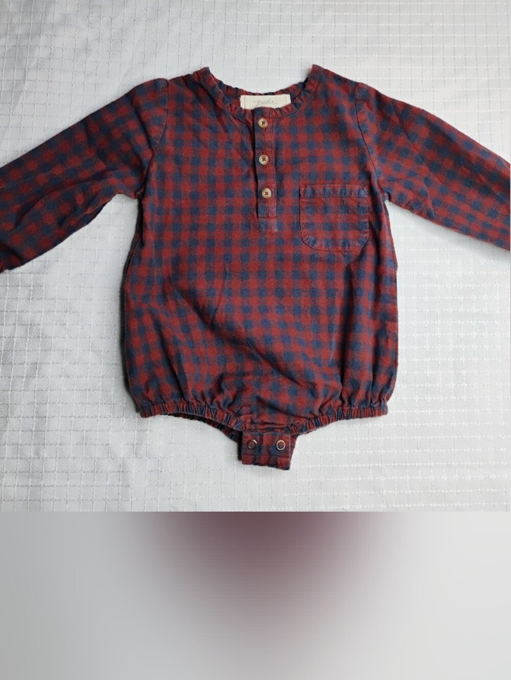 Pehr red/navy plaid romper